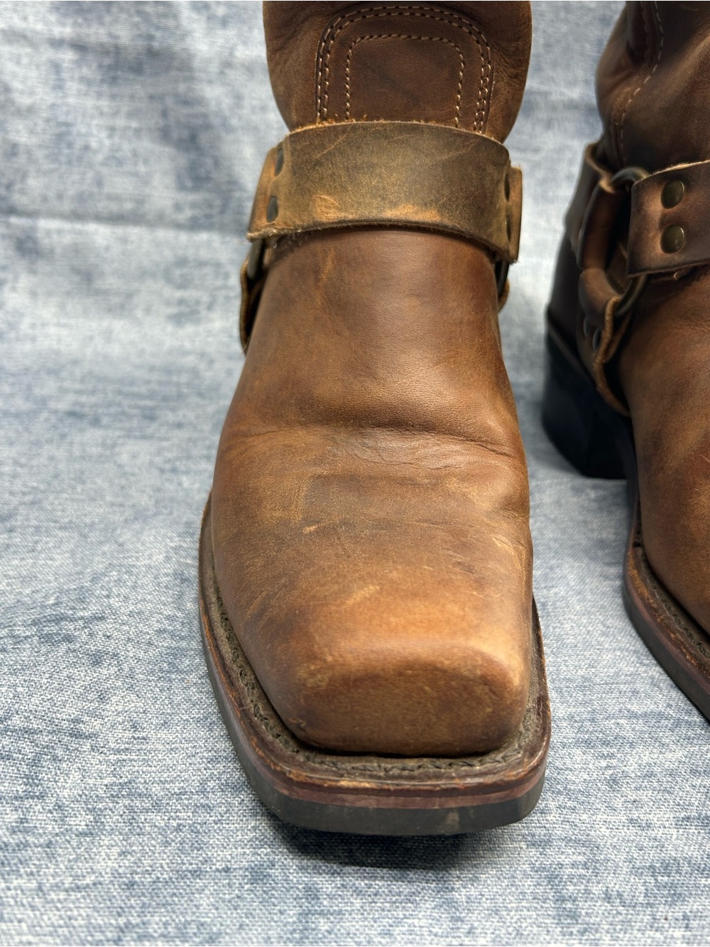 VTG Frye Harness Leather Boots Americana Brown Rustic made in USA 7.5M Women’s - Picture 9 of 16